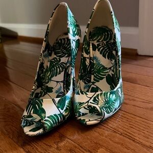 Aldo Green Leaf Print Women's Heels